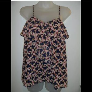 NWT The Webster Flouncy navy patterned tank top